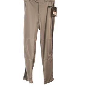 New Rawlings Mens Gray Semi-Relaxed Fit Launch Piped Casual Baseball Pants Mediu